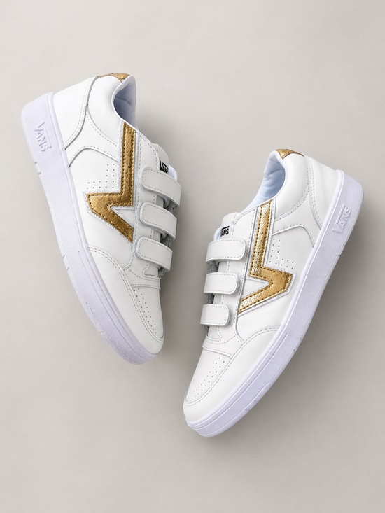 Vans Shoes - VANS Lowland Comfy Cush V Sneaker in Marshmallow Gold Metallic